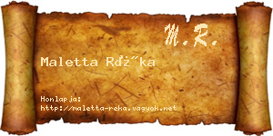 Maletta Réka névjegykártya